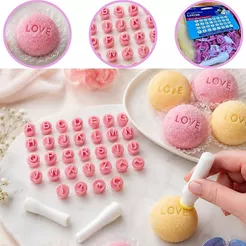 KIT CARIMBO ALFABETO DE A-Z BRIGADEIRO MARCADOR BLUE STAR DESENHO PARA DOCINHO MASSA CHOCOLATE DOCE (CHOCO)