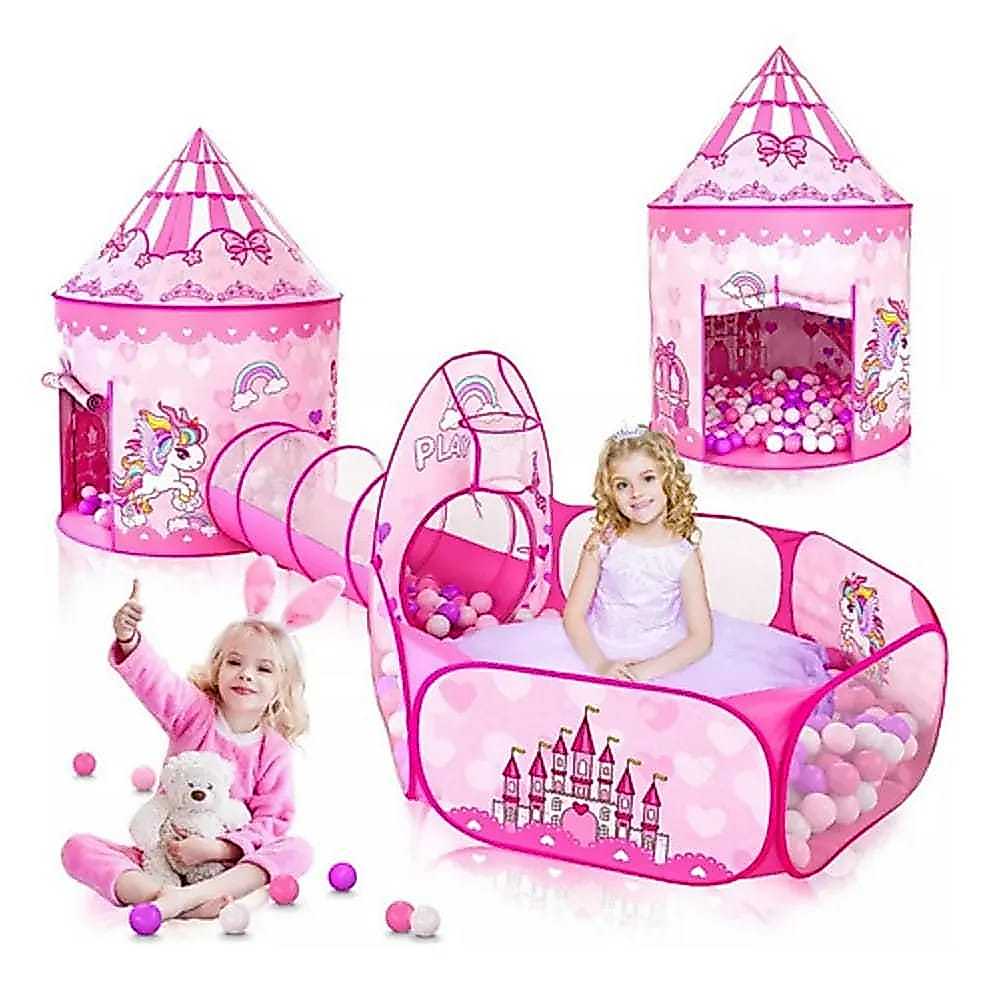 Tenda Toca Barraca 3x1 Playground Princesa Com Cesta