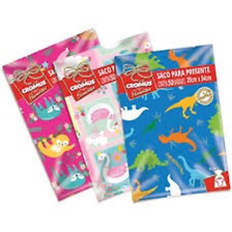 50 UND Saco de Presente 20x29 INFANTIL - CROMUS
