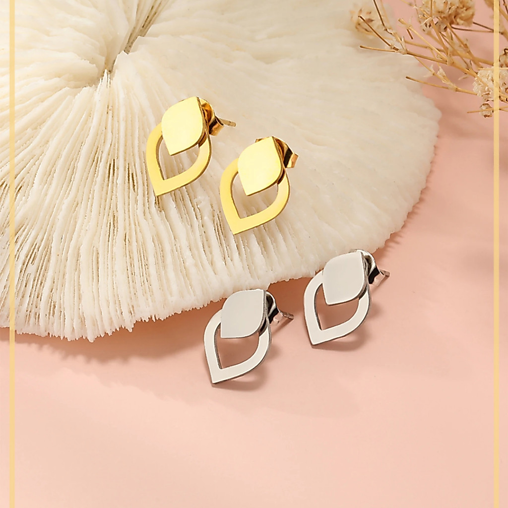 Brinco Feminino Gota Aço Inoxidável prateado ou banhado a ouro 18k
