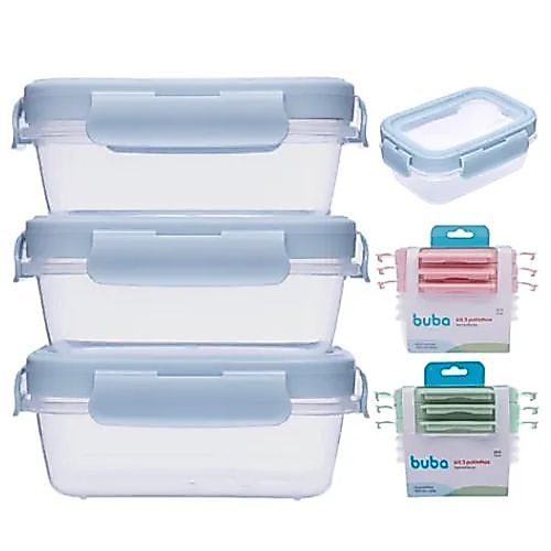 Kit 3 Potes Hermeticos Com Trava Buba Potinho Bebê Lanche Escolar Criança Papinha Bebe Infantil Pote