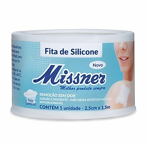 Fita Adesiva De Silicone Fixação Curativos Hipoalérgica Branca 2,5cmx1,5m Missner