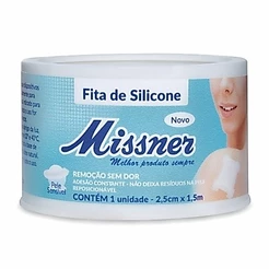 Fita Adesiva De Silicone Fixação Curativos Hipoalérgica Branca 2,5cmx1,5m Missner