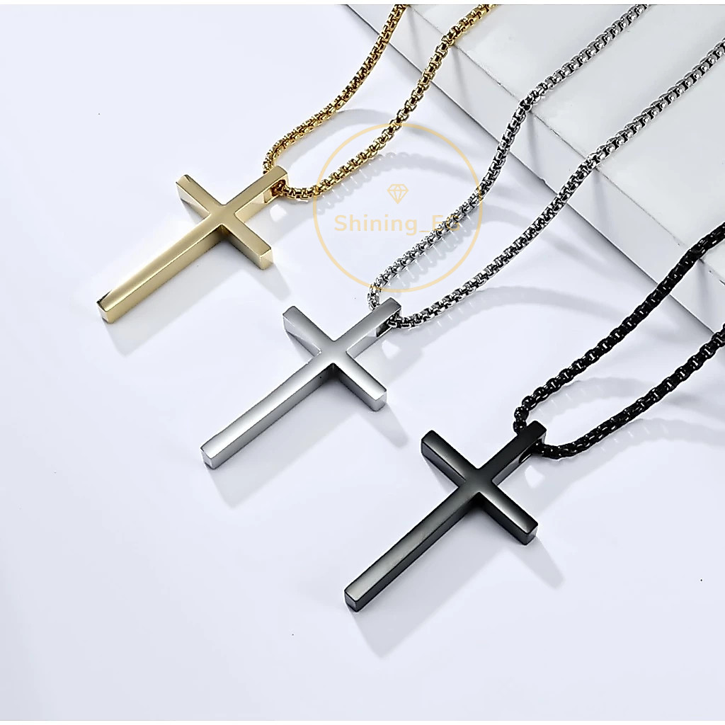 Colar Com Cruz Aço Inoxidavel Colar Masculino Corrente Pingente De Cruz