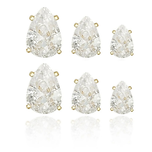 Brinco Trio de Gotas em Ouro 18k Brinco Festa Luxo Banhado a Ouro Escolha a Sua Cor