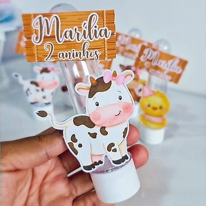 Tubetes + apliques 3D fazendinha - Lembrancinhas Personalizadas - aniversário