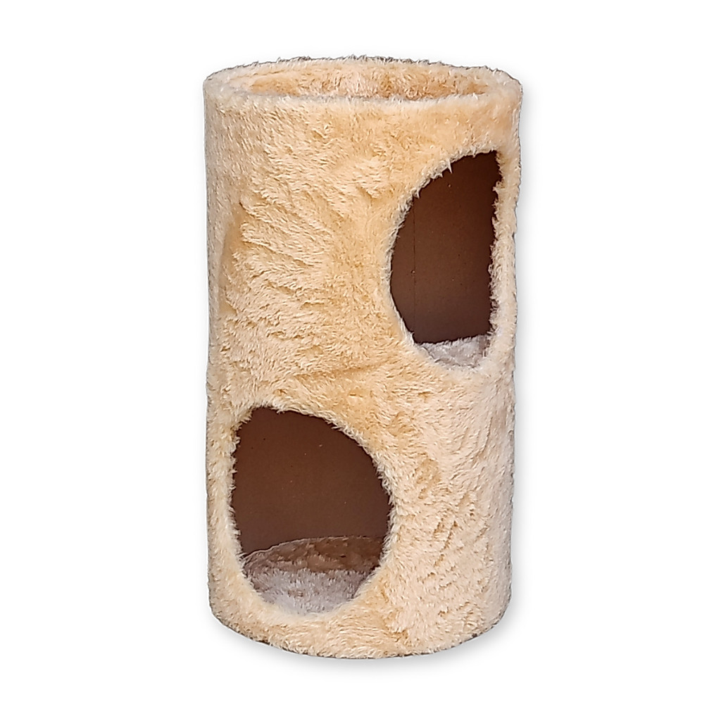 Arranhador Toca para Gatos Tunel Duplo Casa de Sisal MDF 2 Andares Cama Casinha