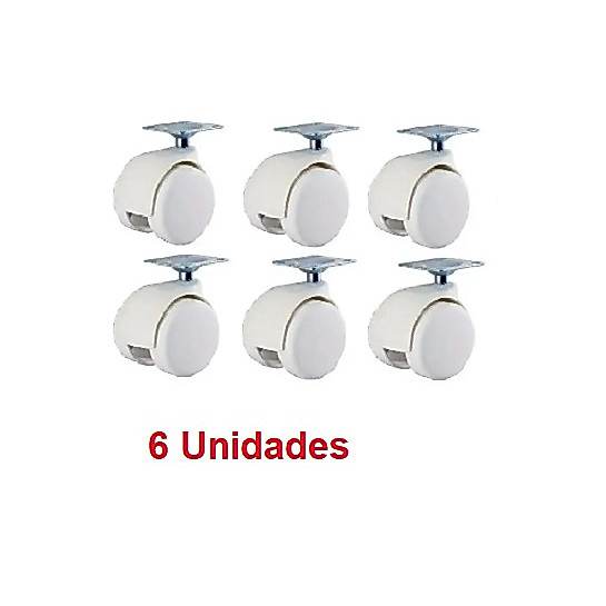 6 Rodas Rodízio Brancos ou Pretas Giratórios Para Móveis Berço 42MM