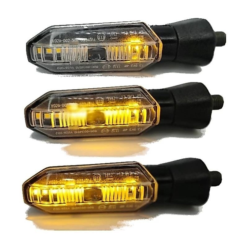Kit 2 Pisca Slim Moto Seta Encaixe Rosca Universal Led Sequencial