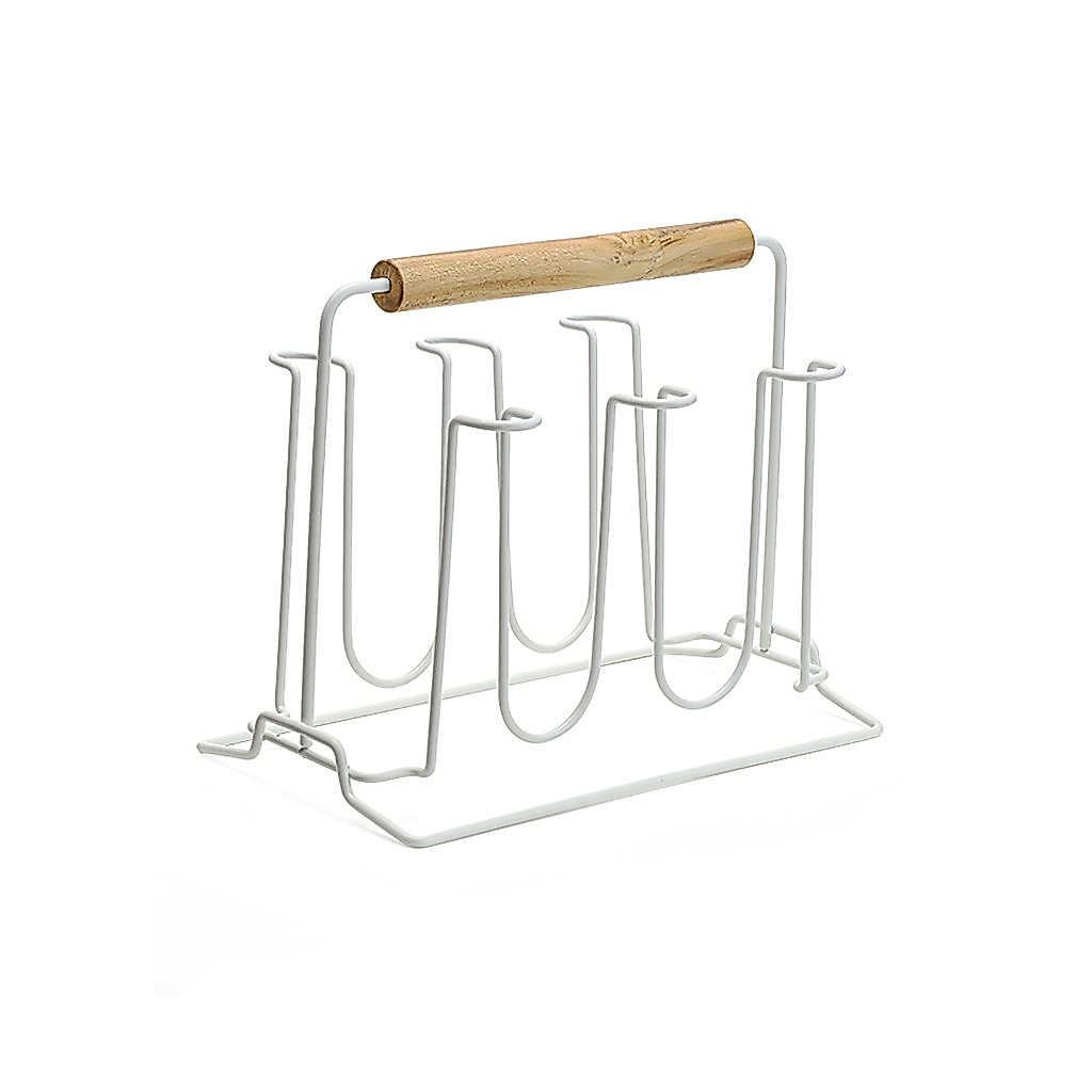 Porta Copo Mesa Suporte Copos 6 Lugares Eco Design Utensílio Cozinha Branco Arth