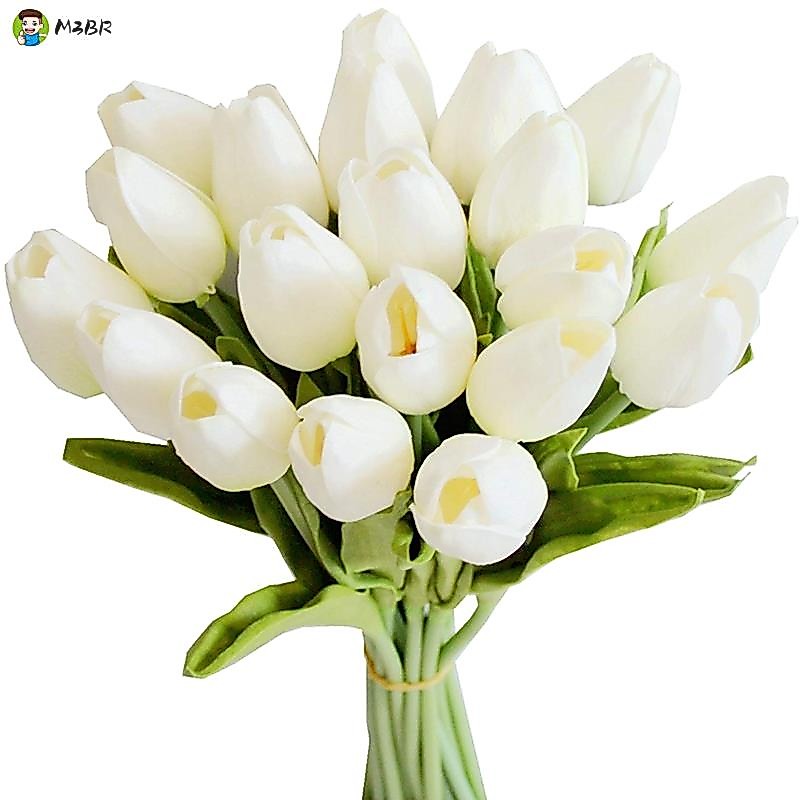 20Pcs White 13.8inch Tulipas Artificiais Flores Para Decoração De Festas , Casas De Casamento