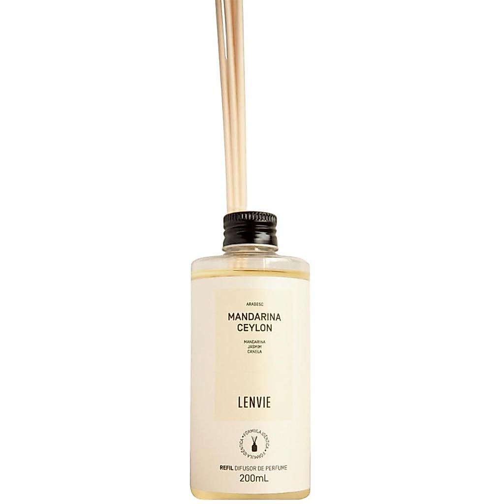 Refil Difusor de Perfume Lenvie Mandarina Ceylon Líquido 200ml com Varetas