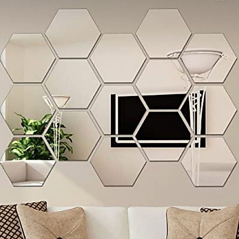 Kit 10 Espelho Adesivo Decorativo Hexágono 12x10cm - OFERTA
