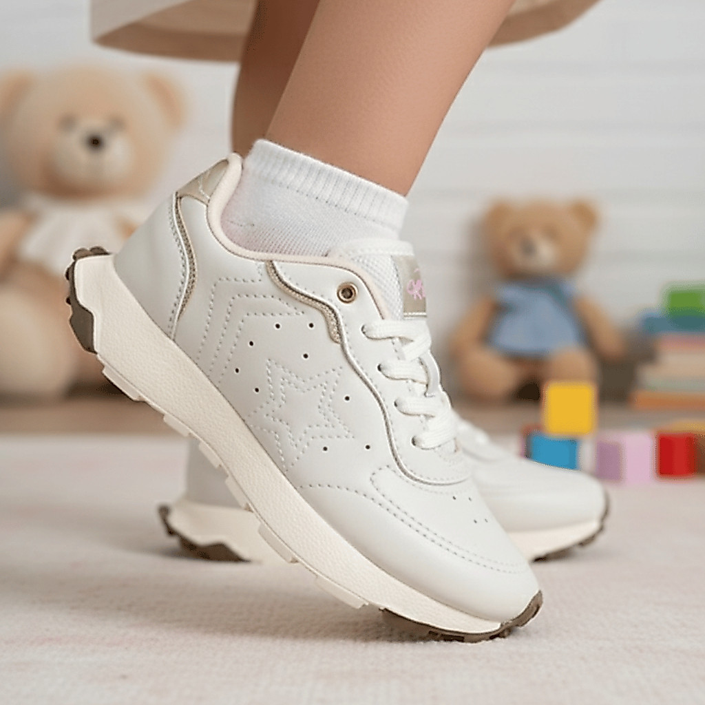 Tênis Infantil Feminino Kidy Tenis Escolar Meninas Couro Sintético Reforçado