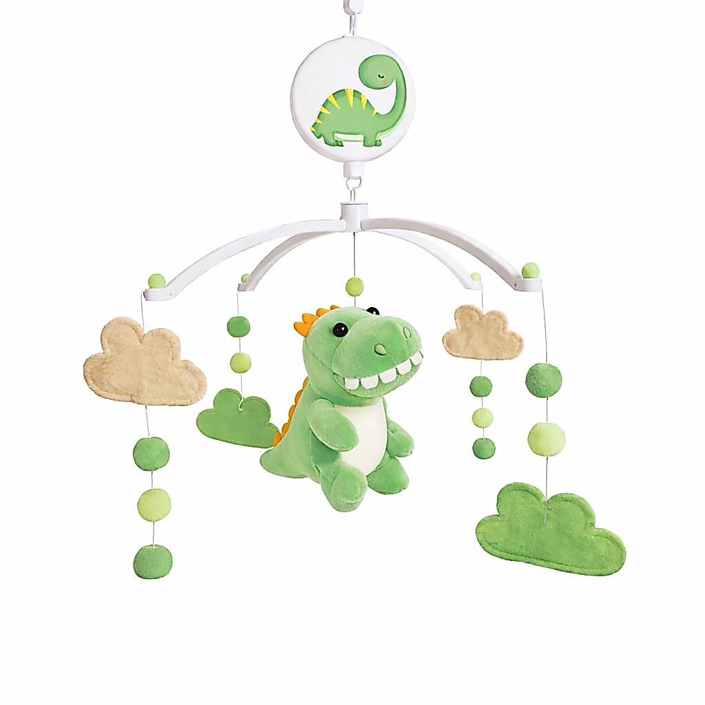 Móbile Músical e Giratório Dinossaouro Nuvem Pompom Dino