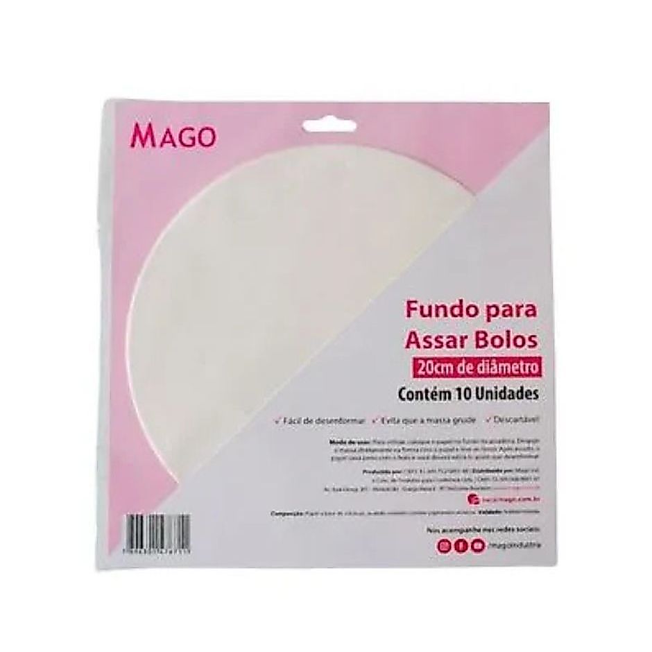 FUNDO PARA ASSAR BOLOS 20CM 10UN - MAGO