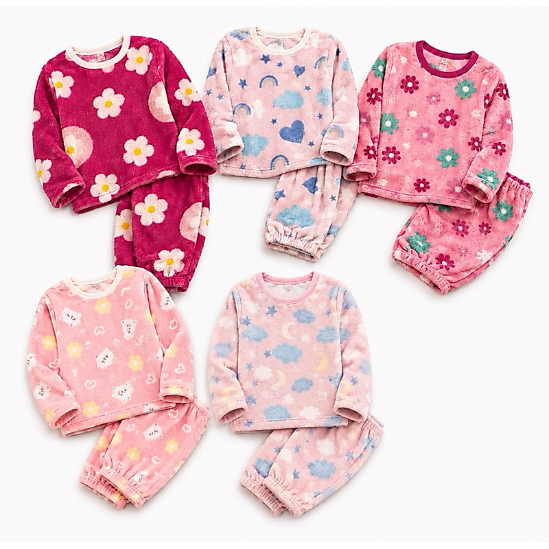 kit 1 2 ou 3 Pijamas juvenil Estampado em Fleece Feminino Inverno Quentinho