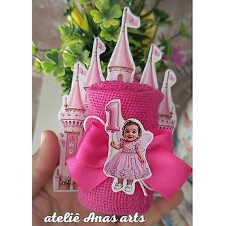10 Lembrancinhas Toalhinha Social com Castelo para Aniversário