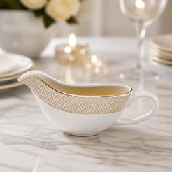 Molheira De Porcelana Regalis Branca Com Borda Dourada 450ml Hauskraft