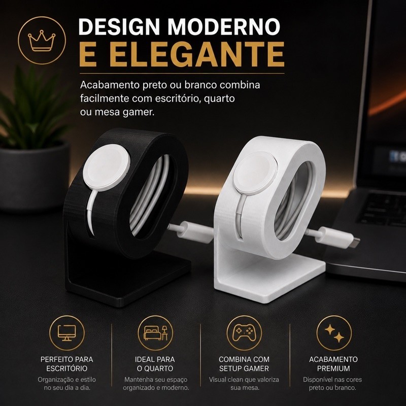 Suporte Apple Watch Carregador Magnético Stand Base Dock Organizador de Cabo Compatível Series 1 a 10 SE Ultra