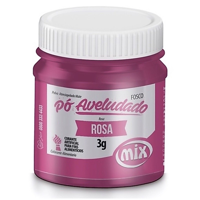 CORANTE PÓ ROSA MIX 3G AVELUDADO FOSCO PARA DECORAÇÃO (CHOCO)