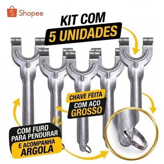 Kit 5 Chaves borboleta click para apertar e soltar registro regulador de gás de cozinha