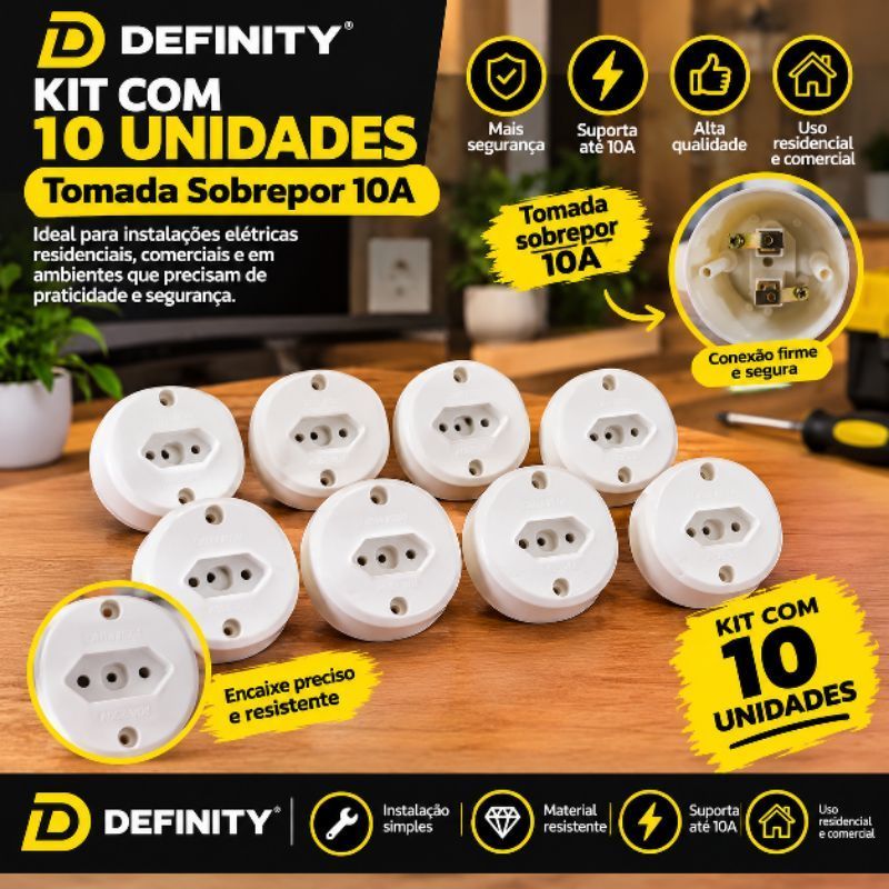 Tomada Sobrepor Redonda Externa Interna 10 A