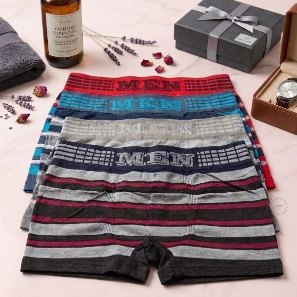 Kit Cueca Boxer Men listradas  Masculina Sem Costura Conforto Premium Microfibra Atacado Promoção leve mais por menos
