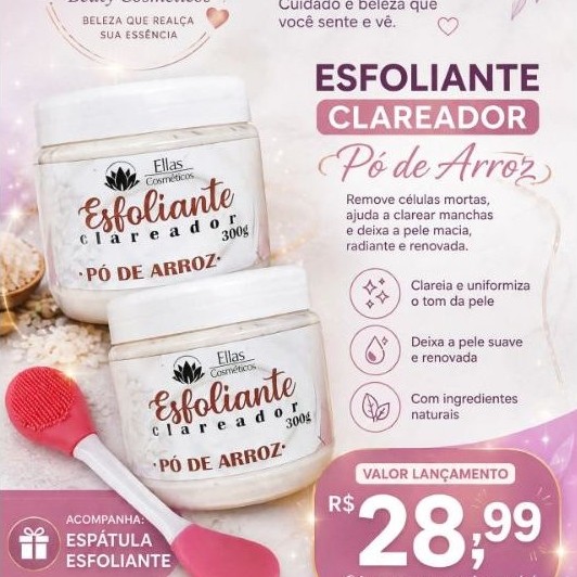 Clareador Pó de Arroz + Espátula Esfoliante | Kit para Cuidados da Pele