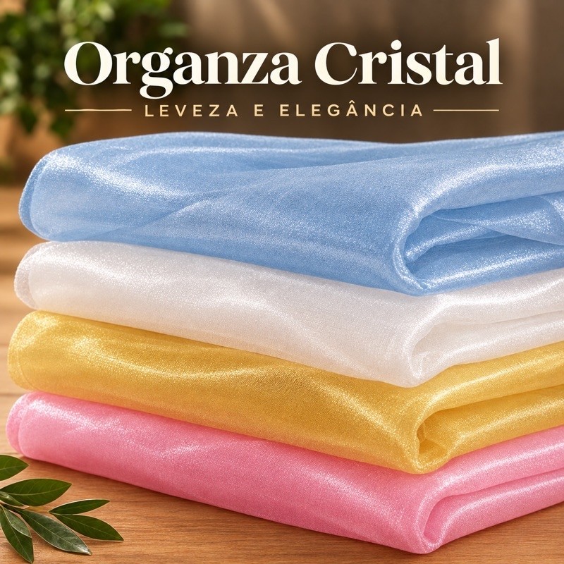 Tecido Organza Cristal 1.50 de largura Leve e Elegante para moda e decoração