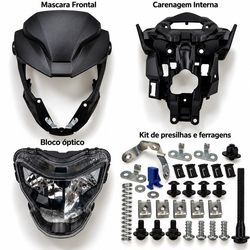 Kit Frente Farol Honda Cg Titan Fan 160 2025 Adaptada Para Titan Fan Start 2014 Até 2024 — imagem 2 de 2