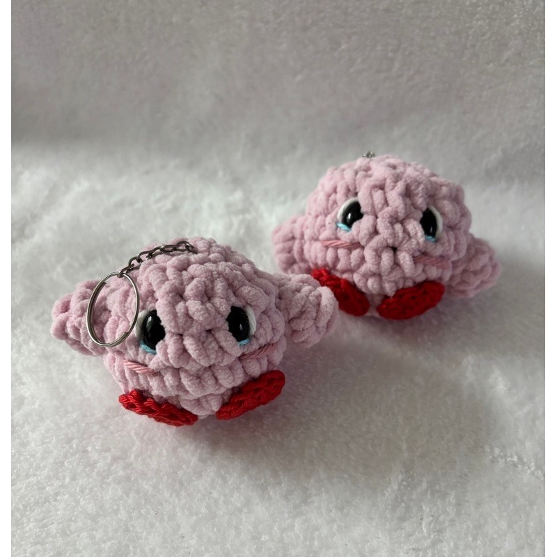 Chaveiro Kirby Amigurumi Fofo Pelúcia Crochê Kawaii Chaveiro Bolsa Mochila