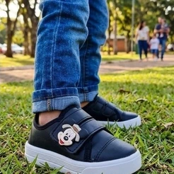 Tênis mickey Safari infantil fechamento em velcro preto
