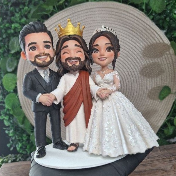 Topo de bolo para casamento, Noivinhos + Jesus