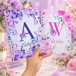Caderno personalizado com inicial e nome tamanho A5