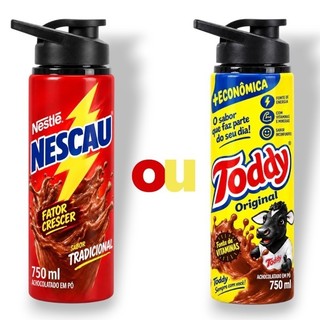 Garrafa Squeeze Alumínio 750ml Personalizada Nescau Toddy garrafa academia corrida água garrafinha