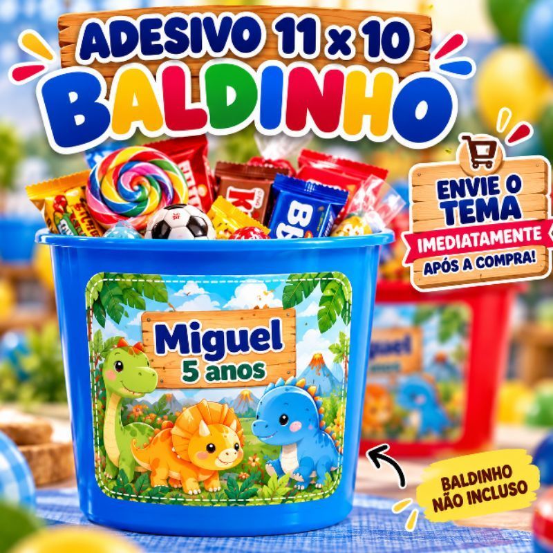 ADESIVO PARA BALDINHO PERSONALIZADO 11X10CM | QUALQUER TEMA | LEMBRANCINHA INFANTIL