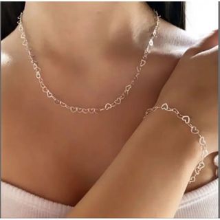 kit Colar e Pulseira Elos de Coração de Aço Inox ( Colar e pulseira Elos de coração)