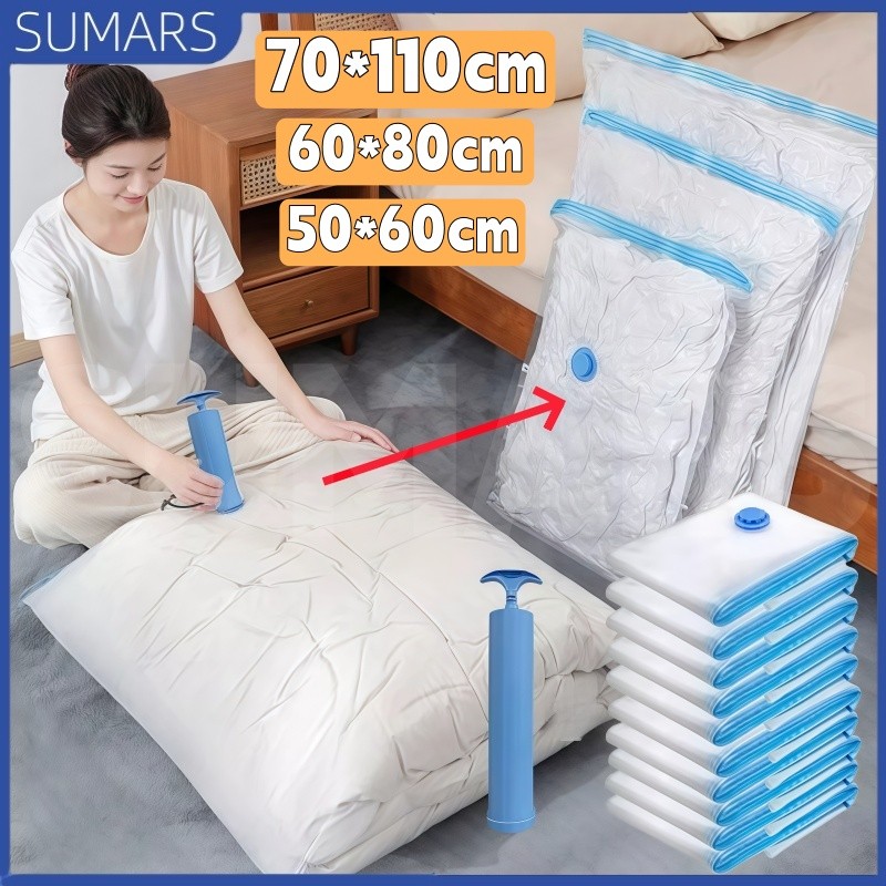 Kit 10/5 Saco A Vácuo Organizador Edredom Coberto Mala Roupa De Cama Sem/Com Bomba a Vacuo