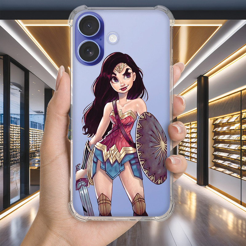 Capa Capinha IPHONE 16 PRO MAX PLUS 16e 15 14 13 MINI Anti-impacto Personalizada geek MULHER maravilha (1541)