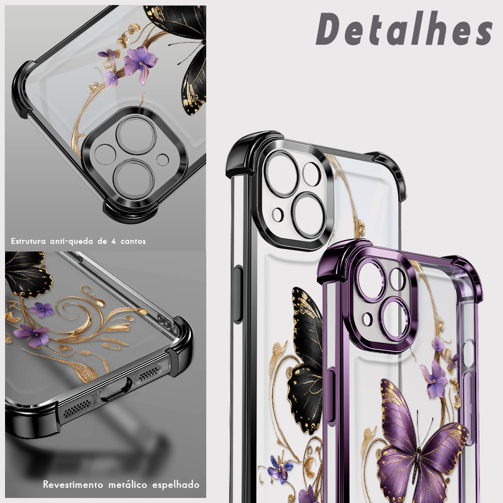 Capinha de Silicone Anti Queda Impresso Borboleta Proteção da Lente Para Motorola Moto G56 5G Capa de Celular FS0862 — imagem 2 de 2