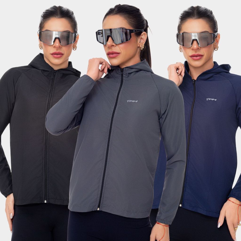 Jaqueta Corta Vento Feminina Capuz Bolso Ziper Casual Esportiva Treino Academia Caminhada Corrida Ciclismo Trilha