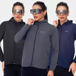 Jaqueta Corta Vento Feminina Capuz Bolso Ziper Casual Esportiva Treino Academia Caminhada Corrida Ciclismo Trilha