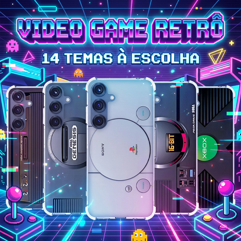 Capa Capinha GALAXY S10 S9 S8 A73 A72 A71 A70 A56 A55 A54 A53 A52 Anti-impacto Personalizada tema retro VIDEO GAME