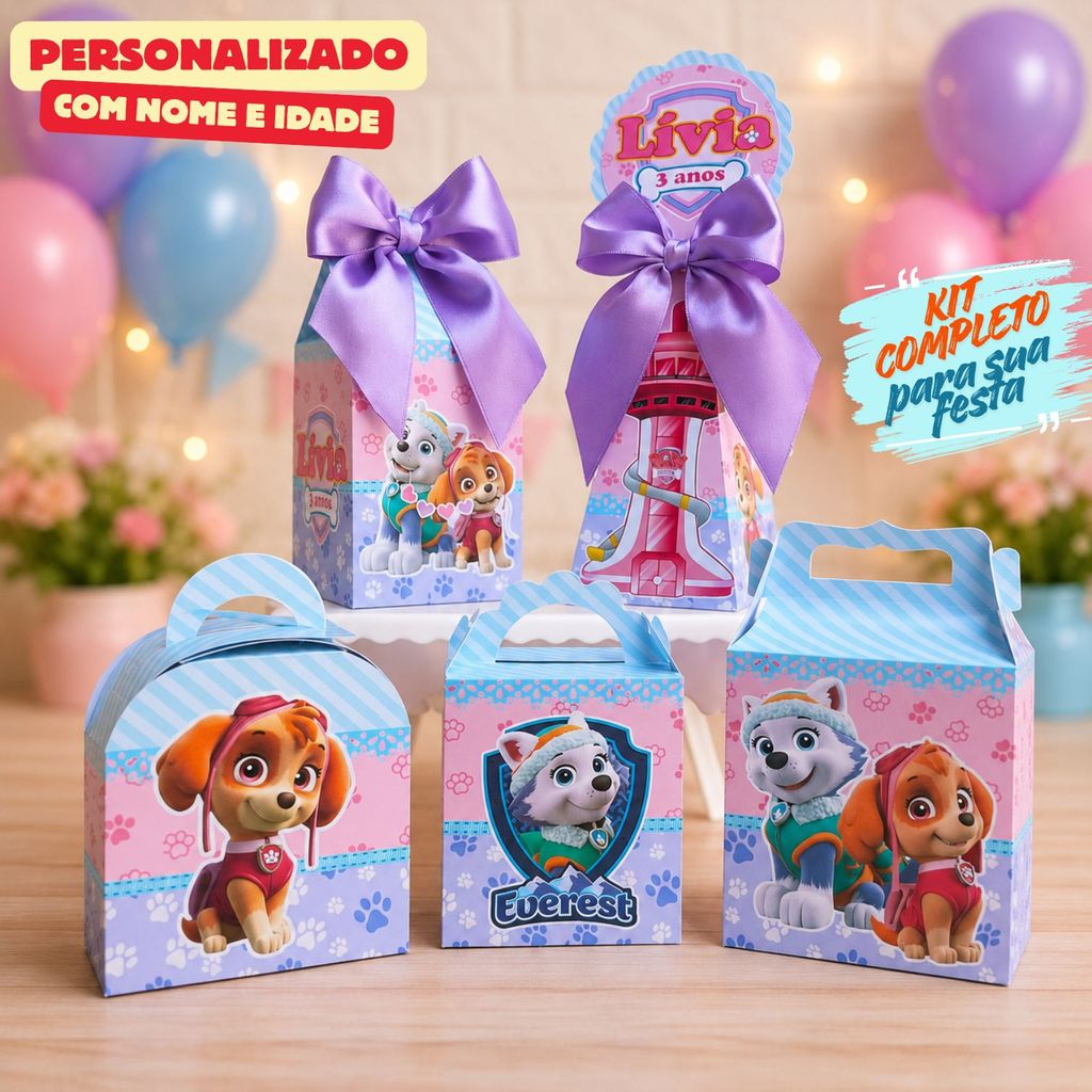 Kit Caixas SKEY E EVEREST/Caixinhas Personalizadas + Brinde/Lembrancinhas Festa Infantil/Aniversario