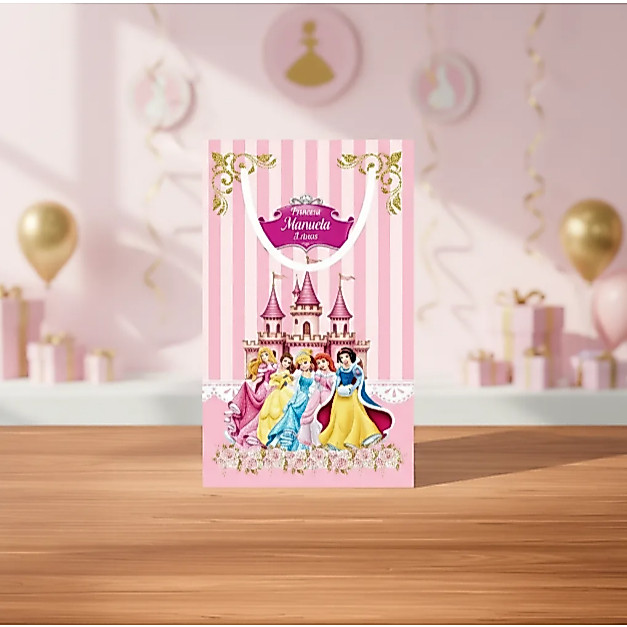 Sacolinha Personalizada Princesas - Lembrancinha PEGUE E MONTE - Sacolinha Surpresa - Festa Infantil