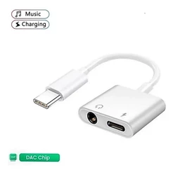 Adaptador de áudio compatível com Samsung Tipo C/ P2 e Tipo C Dual Com Carregamento turbo + Sistema DAC