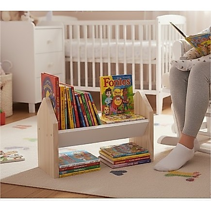 Livreiro de Chão Casinha em Madeira Pinus e MDF Branco – Estante Decorativa Infantil Compacta e Pronta para Uso