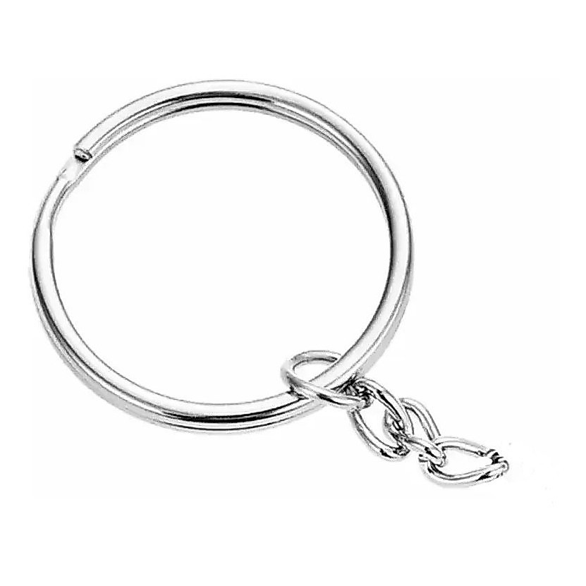 100 Pçs Argolas Para Chaveiro C/ Corrente - 25mm Prata