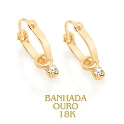 Argola Infantil Rommanel Com Cristal Antialérgico Banhado A Ouro 18k FR